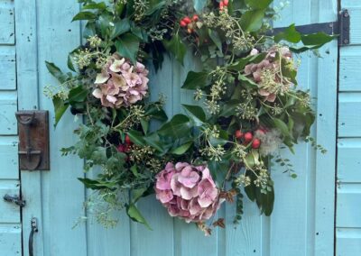 FInished WOOL SHrED Wreath