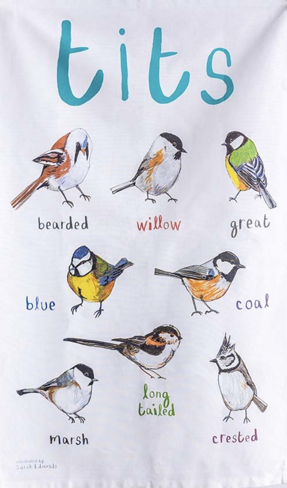 Tits Birds Tea Towel